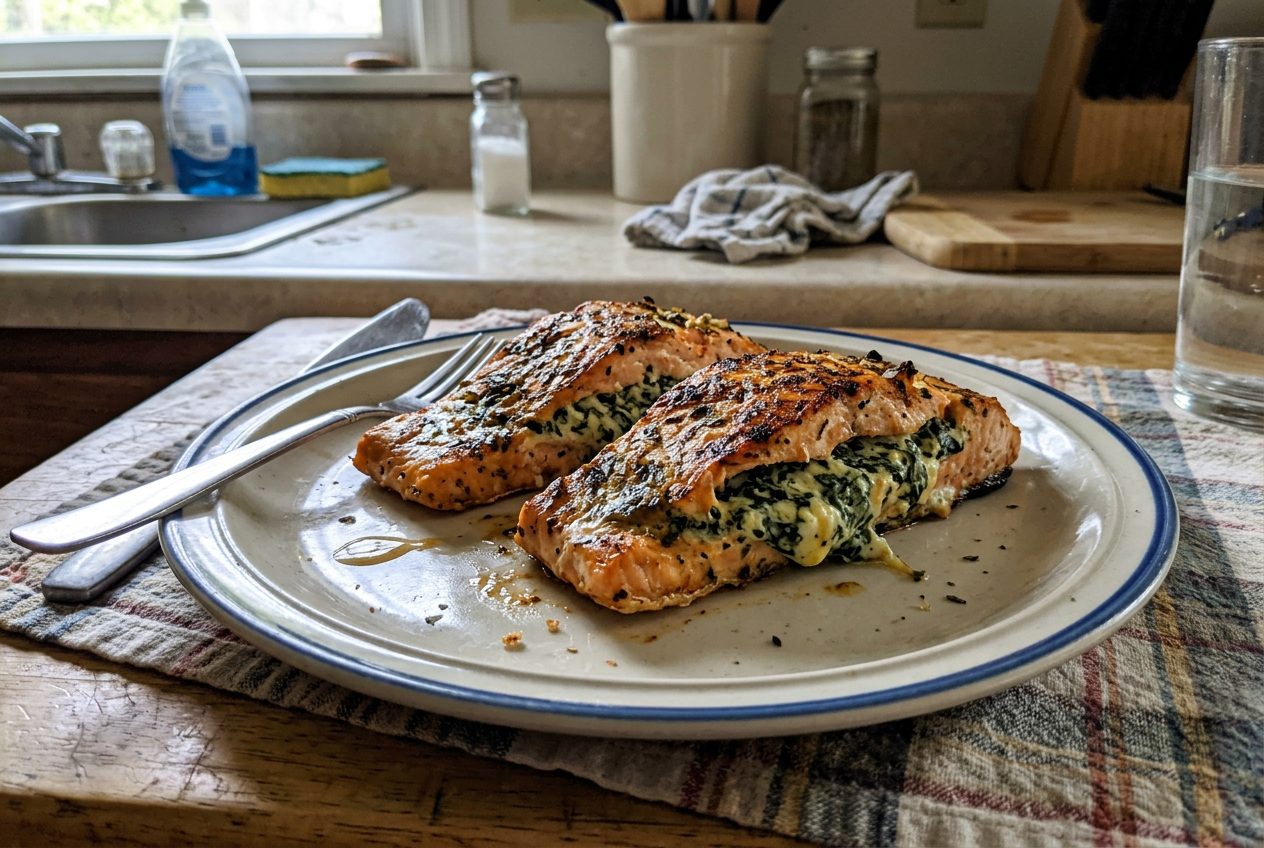 Air Fryer Spinach-Stuffed Salmon