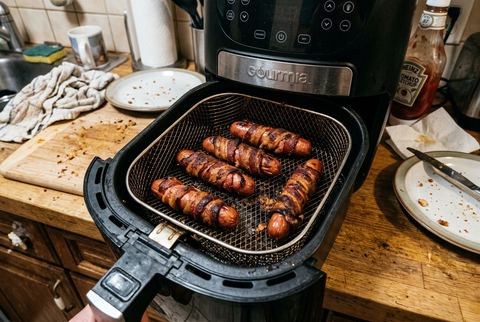 Bacon-Wrapped Hot Dogs in the Air Fryer