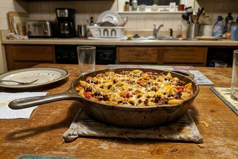 Cheeseburger macaroni skillet with melted cheddar