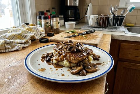 Chicken marsala with mushrooms in wine sauce