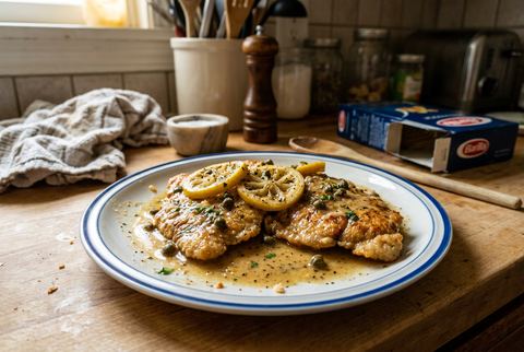 Chicken piccata cutlets in lemon caper butter sauce