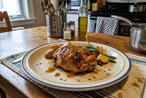 Honey mustard baked chicken with golden glaze